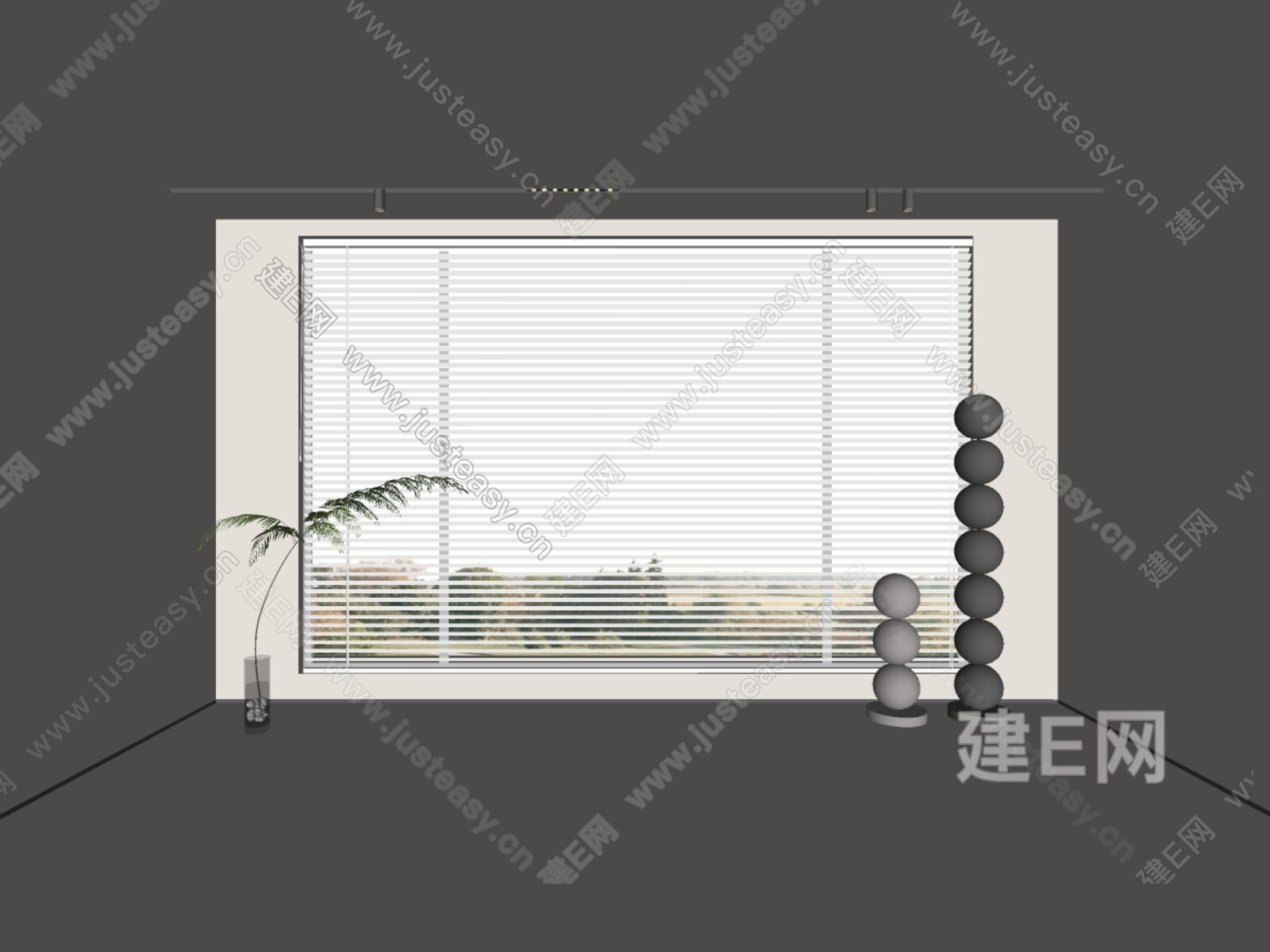 现代百叶帘模型SU模型下载[ID:105400526]_建E室内设计网