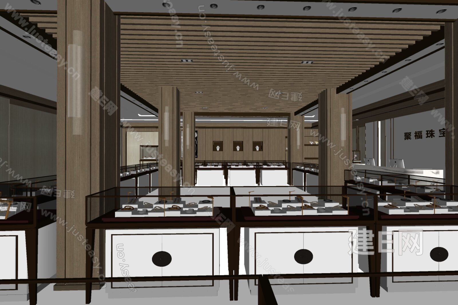 现代珠宝店模型SU模型下载[ID:105400373]_建E室内设计网
