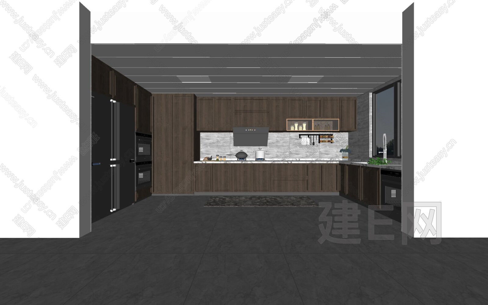 现代厨房模型SU模型下载[ID:106383511]_建E室内设计网
