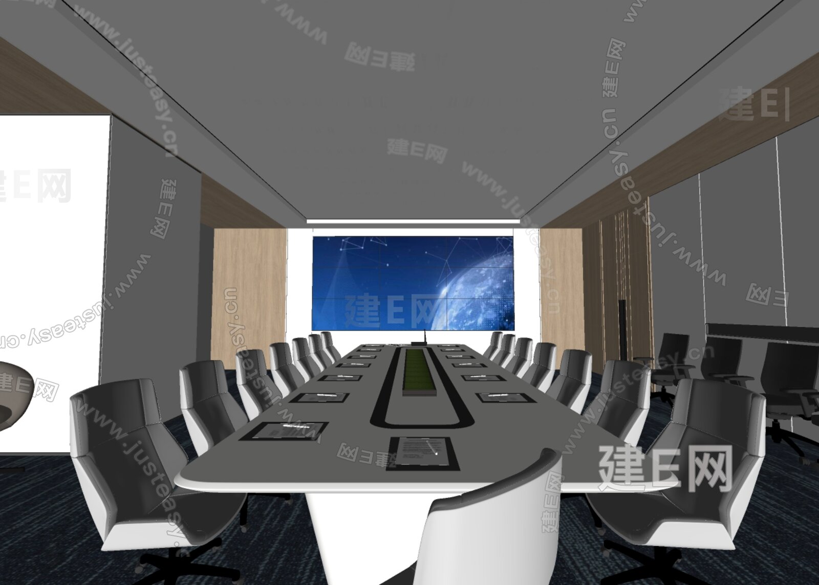 现代会议室模型SU模型下载[ID:106317934]_建e网su模型
