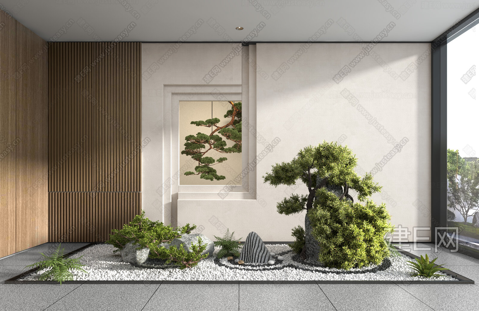 现代室内造景3d模型-花瓣网