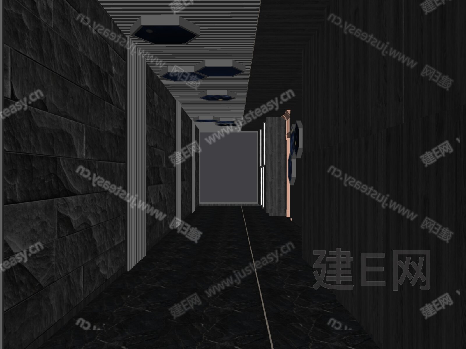 现代KTV会所过道 模型SU模型下载[ID:107366566]_建e网su模型