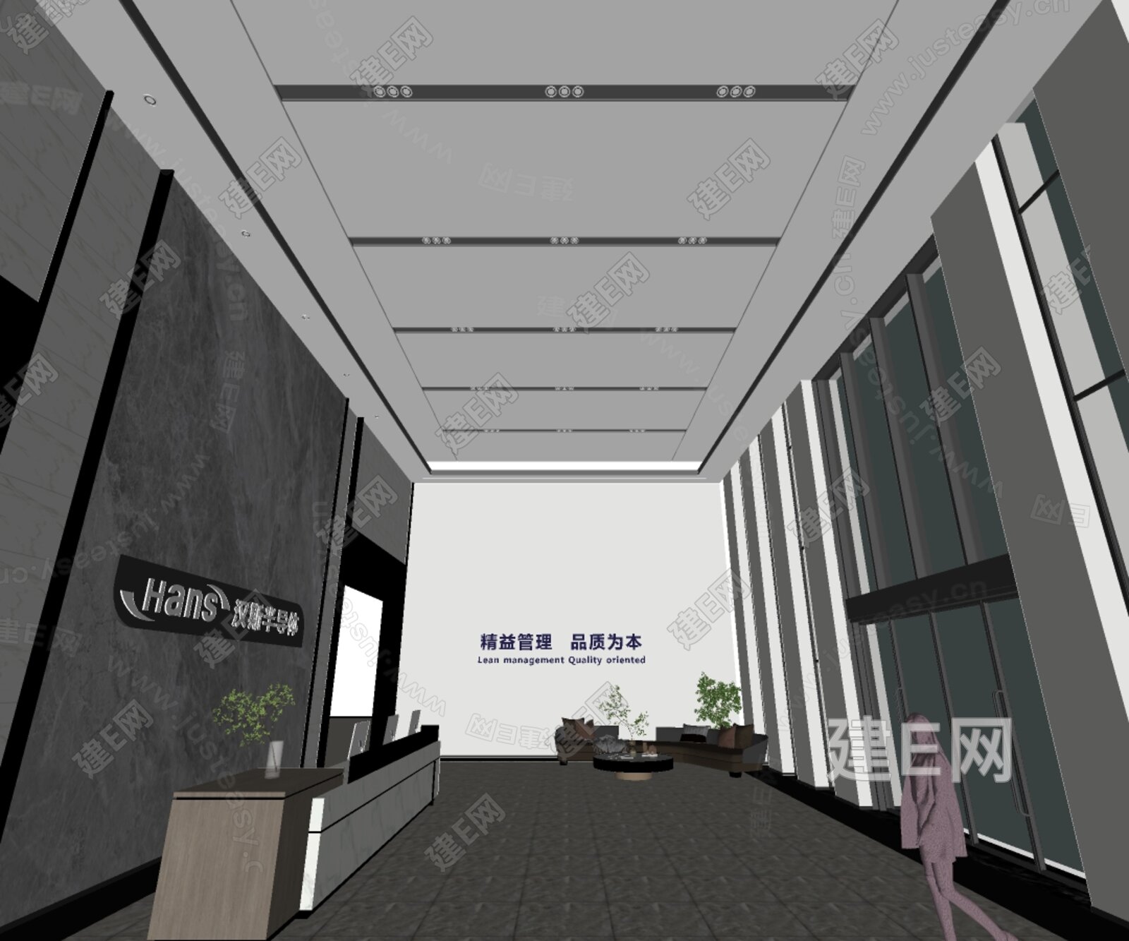 现代公司前台模型SU模型下载[ID:107563025]_建e网su模型