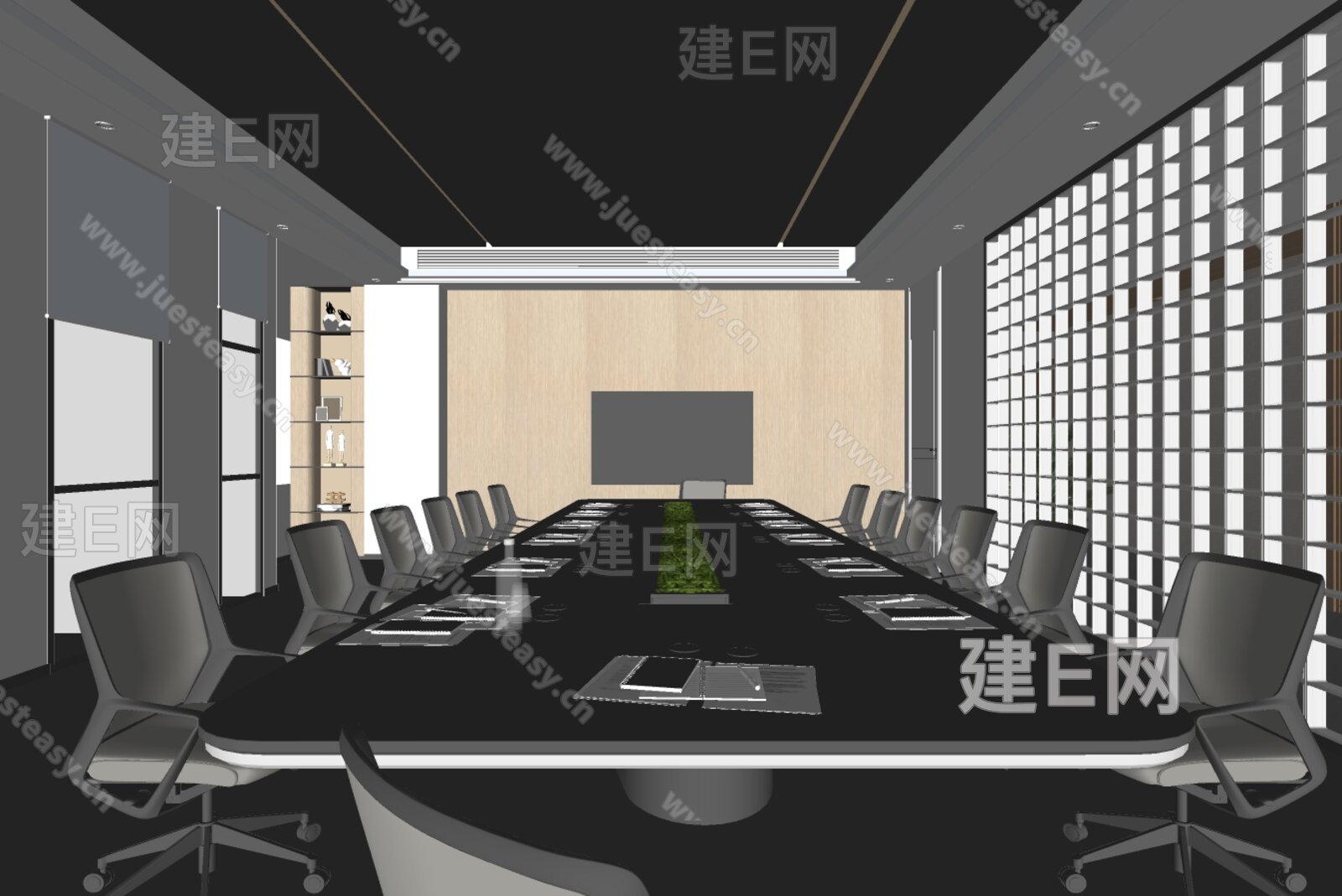 现代会议室 模型SU模型下载[ID:107497589]_建e网su模型