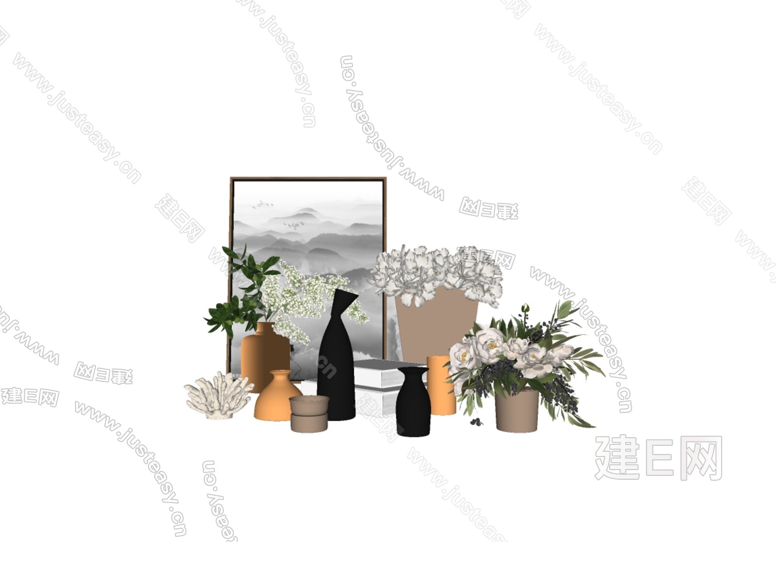 现代花瓶摆件模型SU模型下载[ID:107497591]_建E室内设计网