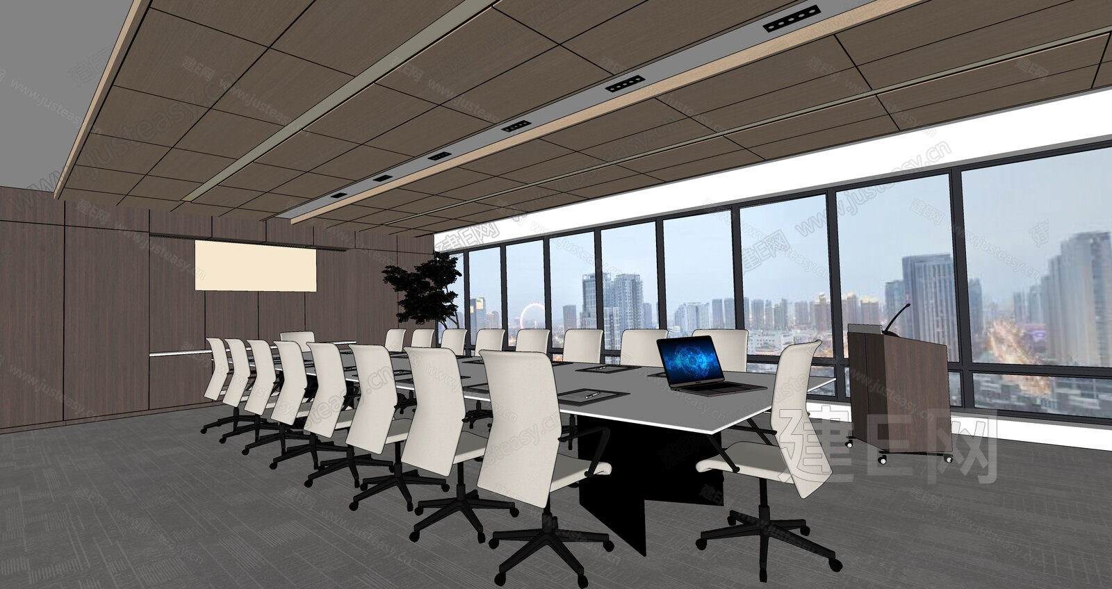 现代会议室模型SU模型下载[ID:108284158]_建e网su模型