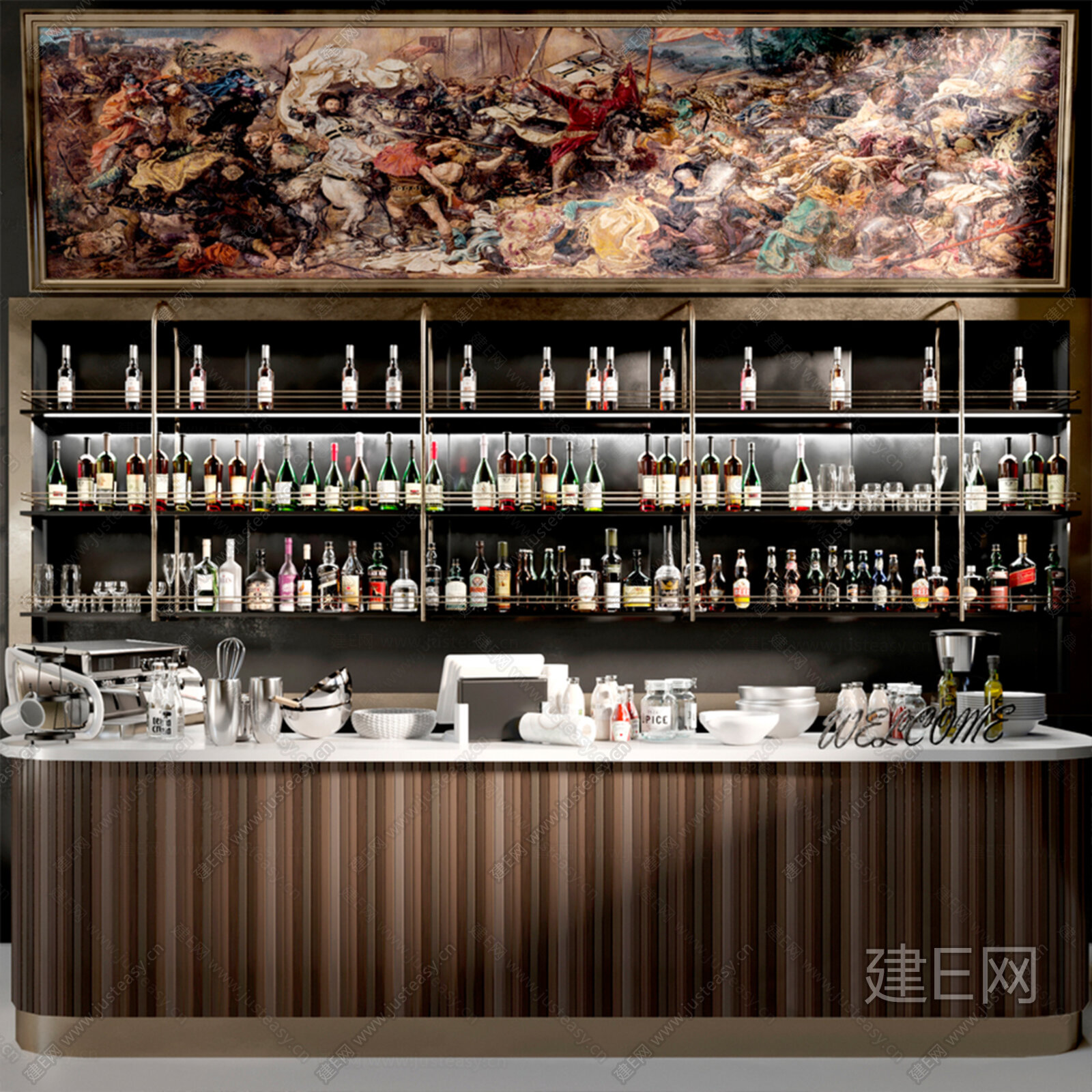 【现代酒吧前台3d模型】建e网_现代酒吧前台3d模型下载[ID:112807974]_打造3d现代酒吧前台模型免费下载平台