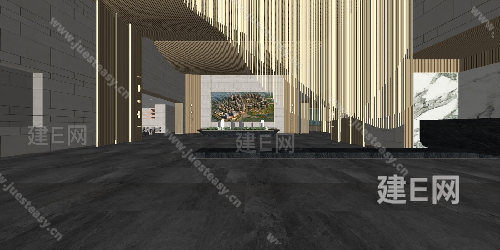 赛拉维设计 现代售楼处模型SU模型下载[ID:102189181]_建e网su模型