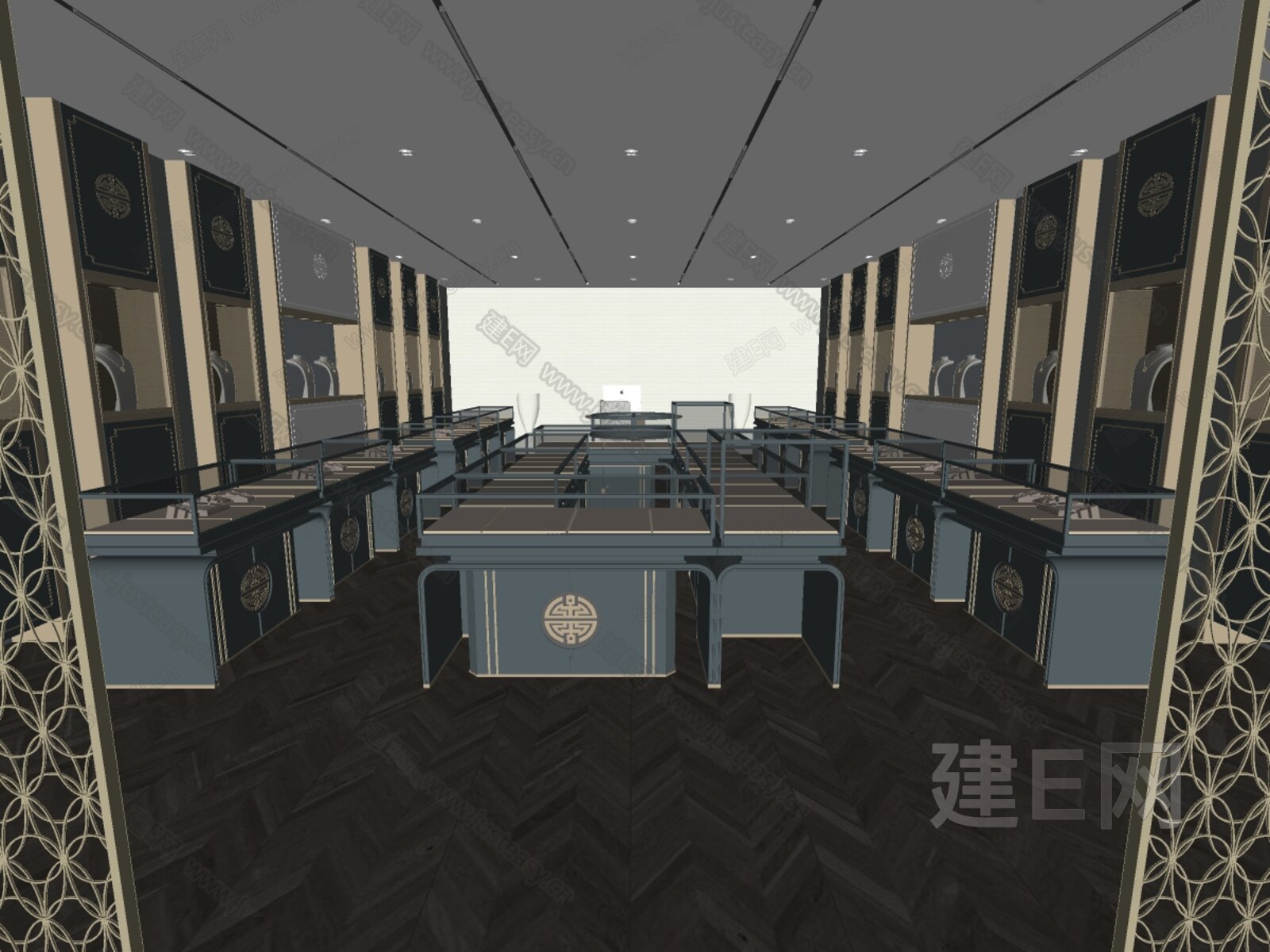 新中式珠宝店模型SU模型下载[ID:101796072]_建e网su模型