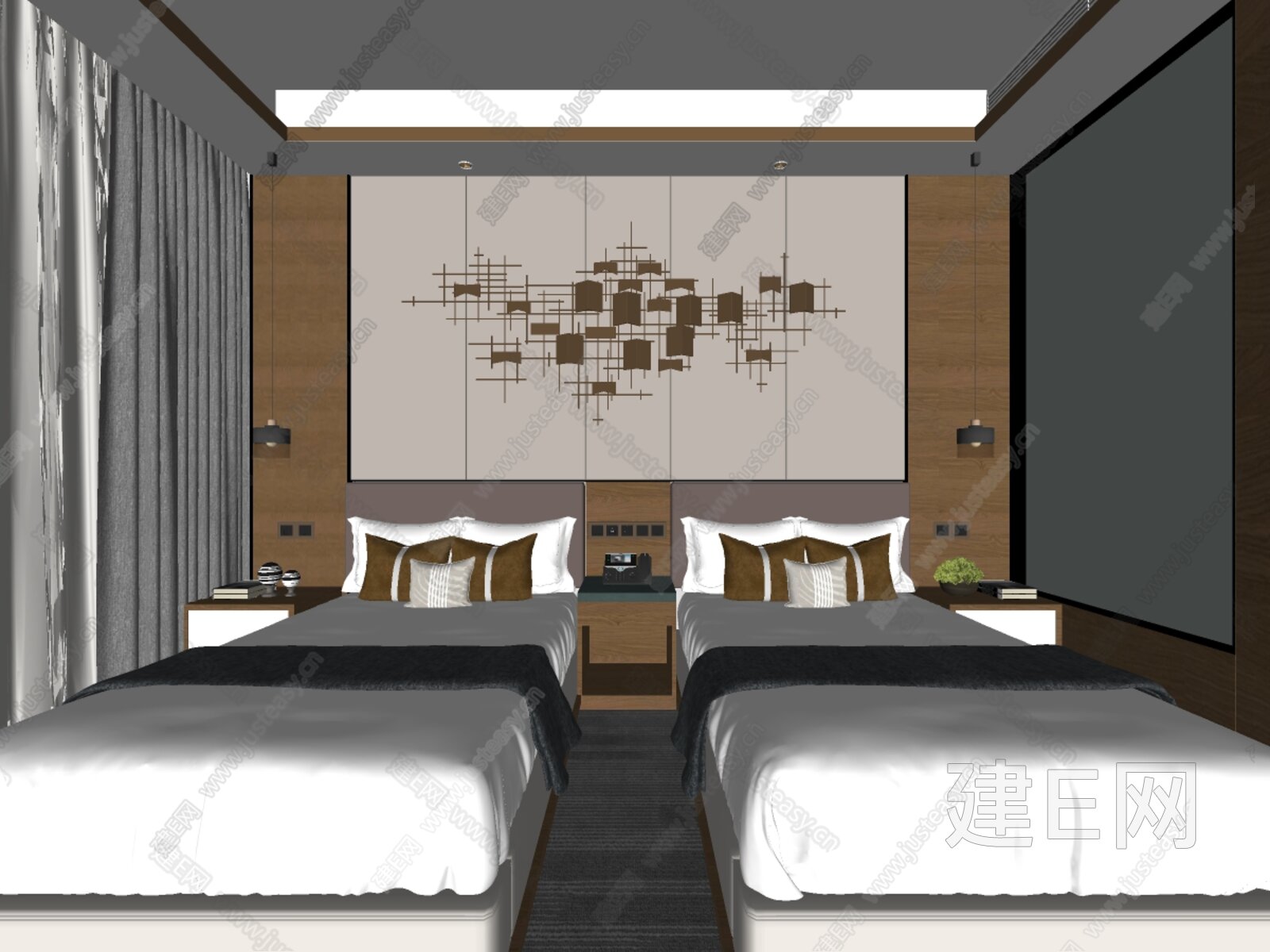 现代风酒店双人间设计 – 设计本装修效果图