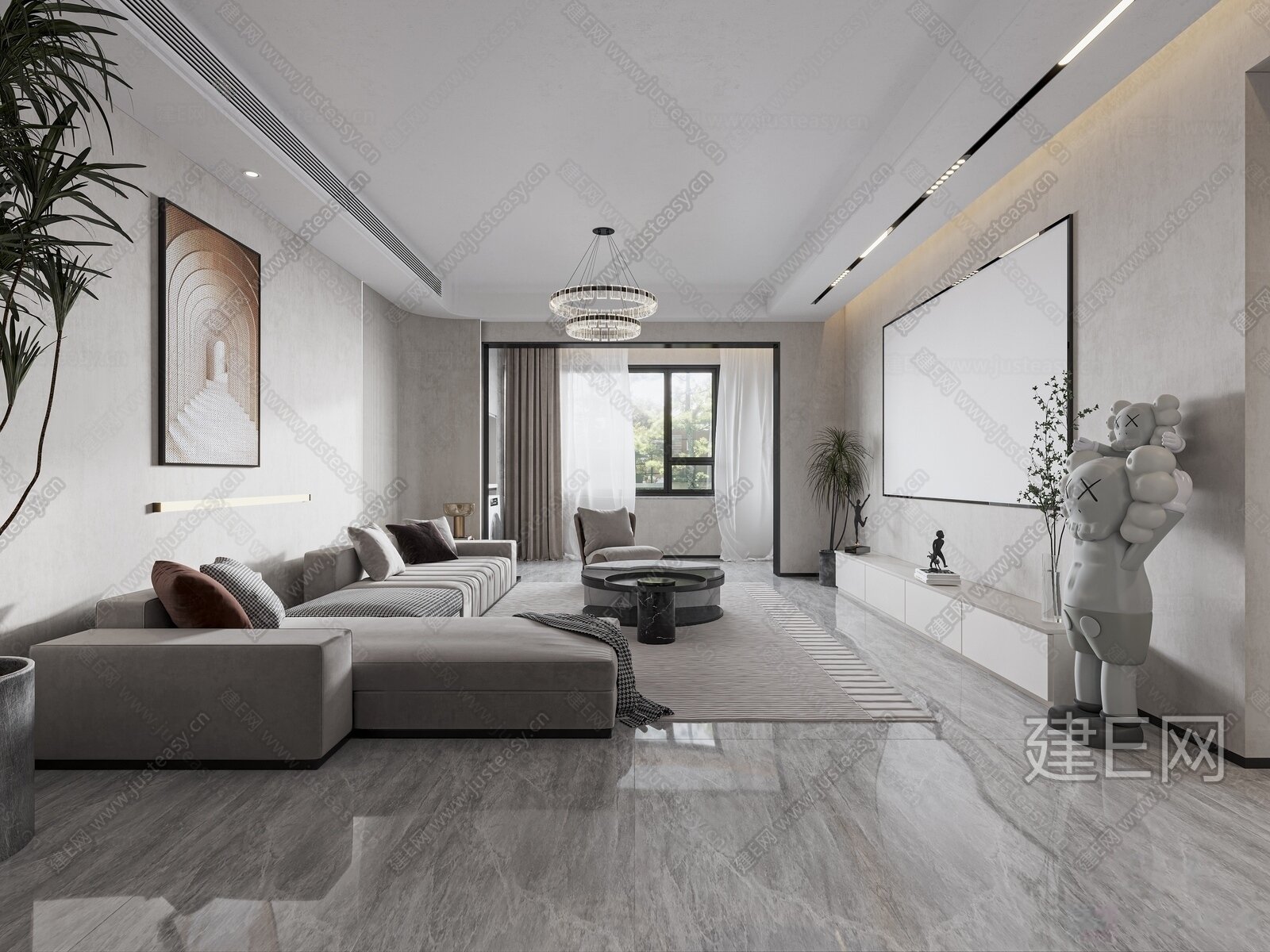 现代极简客餐厅模型SU模型下载[ID:113855288]_建e网su模型