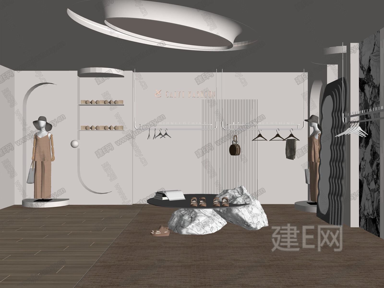 侘寂风服装店模型SU模型下载[ID:103565563]_建e网su模型
