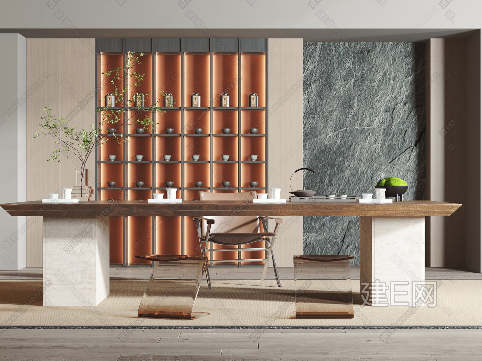 【新中式茶室3d模型】建e网_新中式茶室3d模型下载[ID:105993214]_打造3d新中式茶室模型免费下载平台
