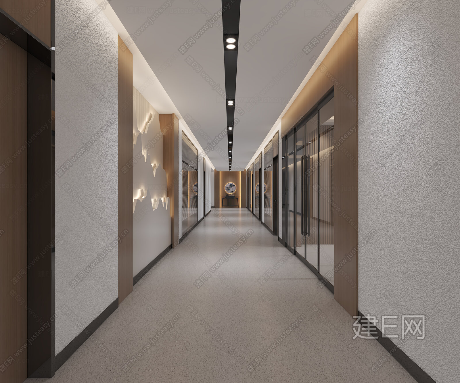 现代办公室过道3d模型下载[ID:106124080]_建e网3d模型