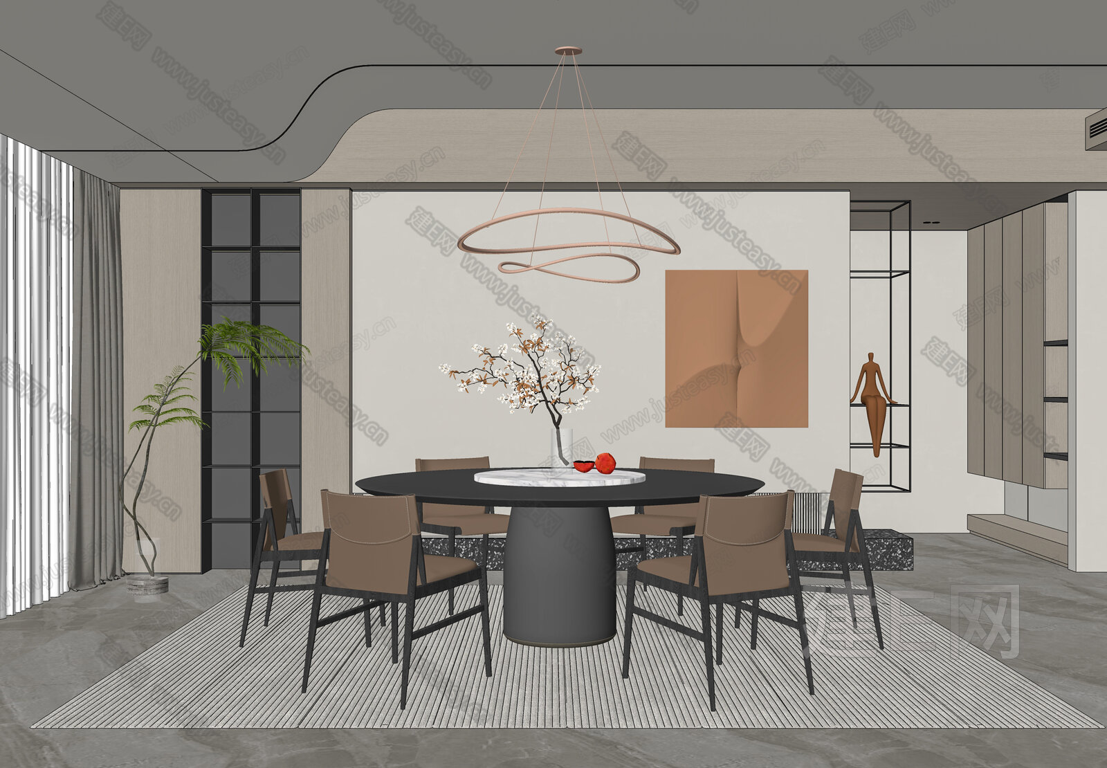 现代餐厅模型SU模型下载[ID:113395960]_建e网su模型
