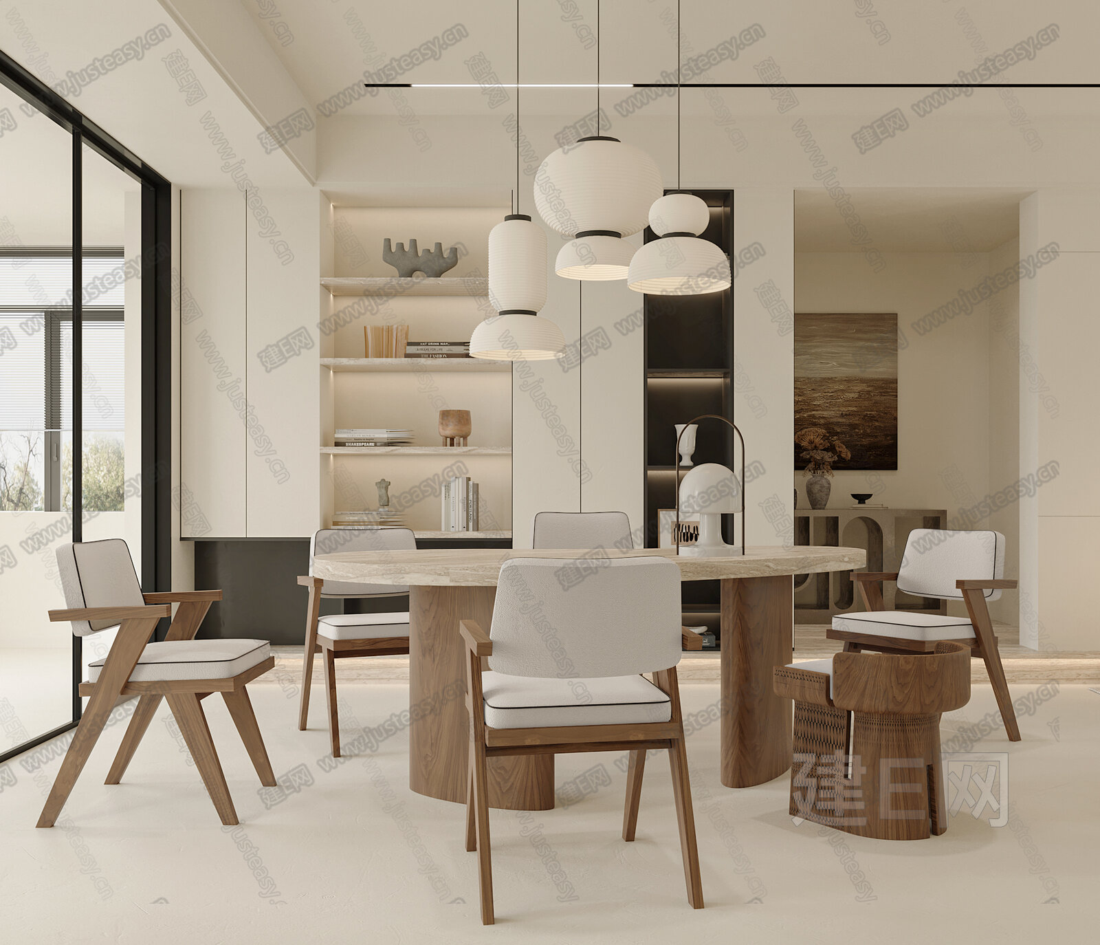 侘寂风餐厅3d模型下载[ID:108286873]_建e网3d模型