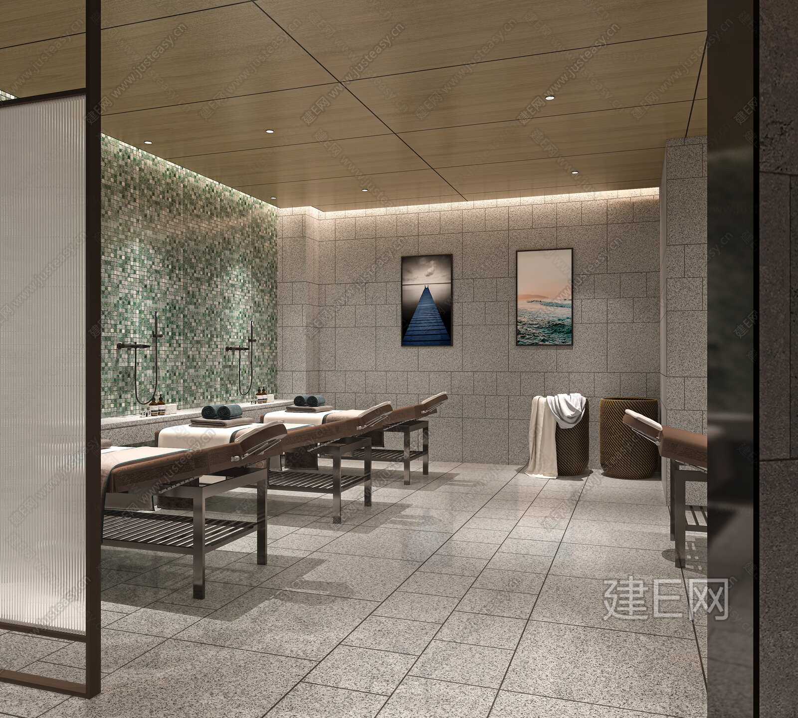 新中式洗浴中心搓背区3d模型下载[ID:108024744]_建e网3d模型