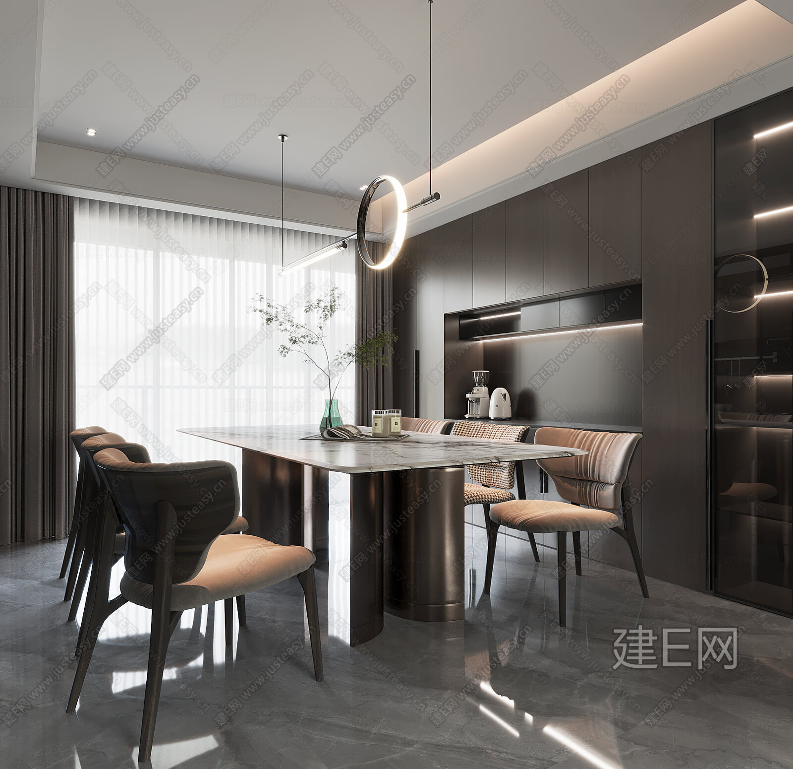 现代餐厅模型SU模型下载[ID:115165341]_建e网su模型