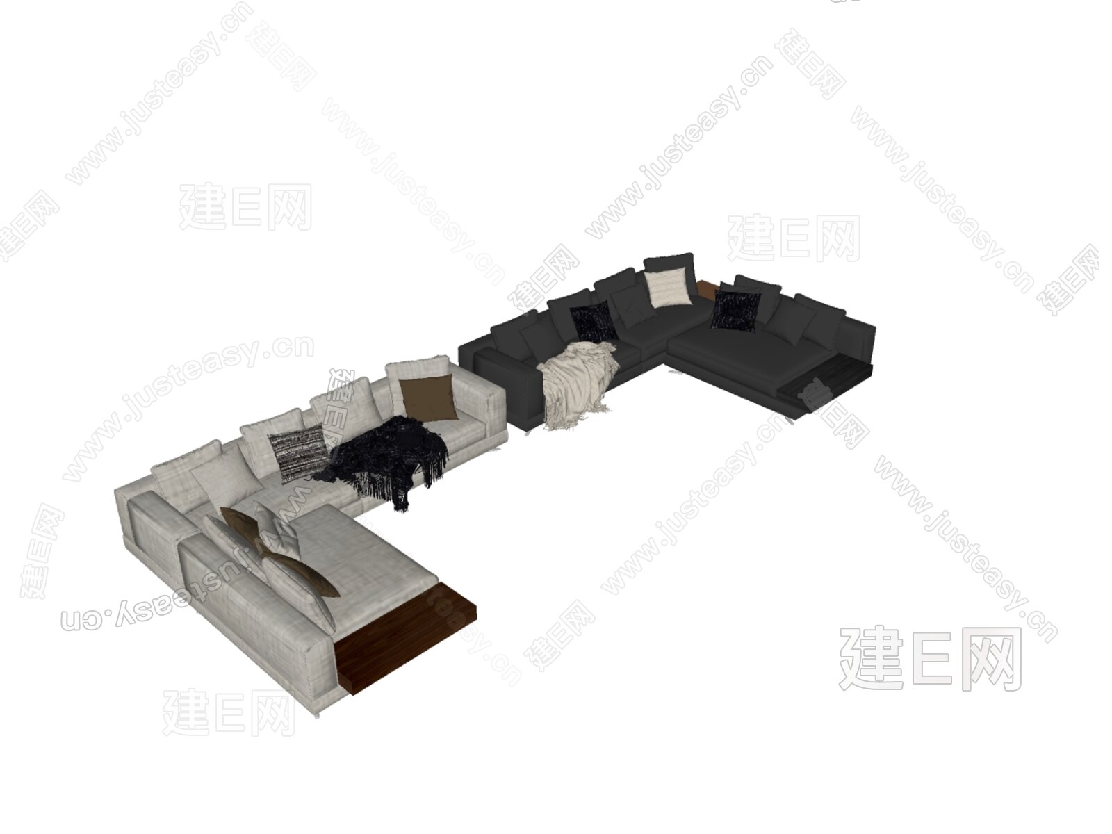Minotti 米洛提 现代多人沙发 布艺模型SU模型下载[ID:114509889]_建e网su模型