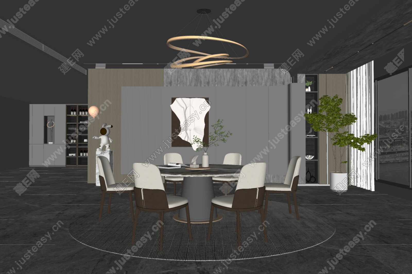 现代餐厅模型SU模型下载[ID:115099863]_建e网su模型