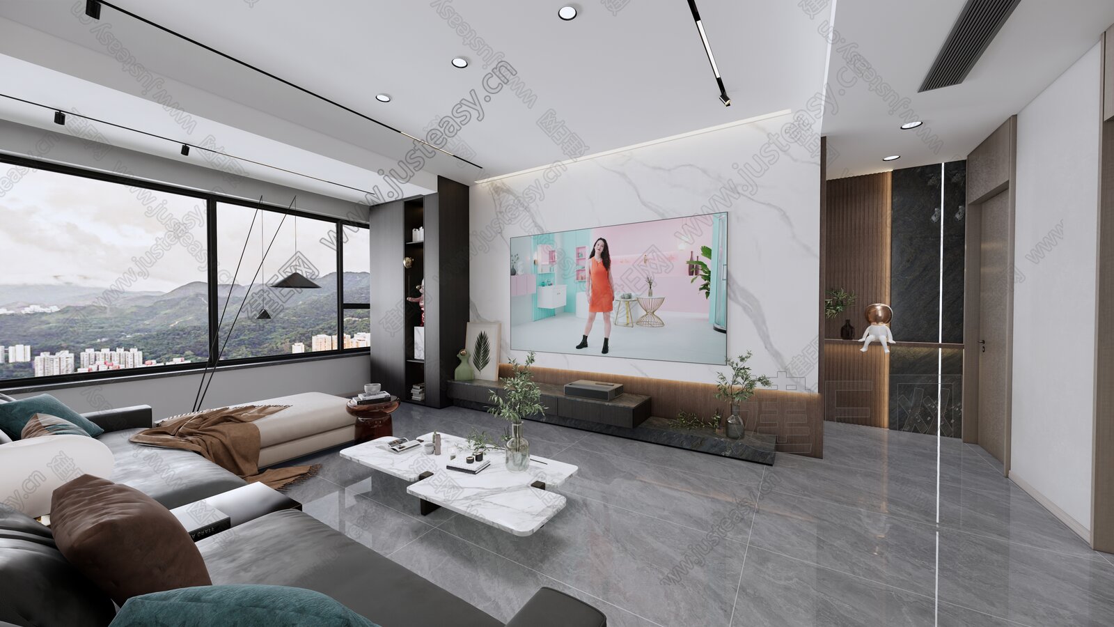 现代极简客餐厅组合模型SU模型下载[ID:115689576]_建e网su模型