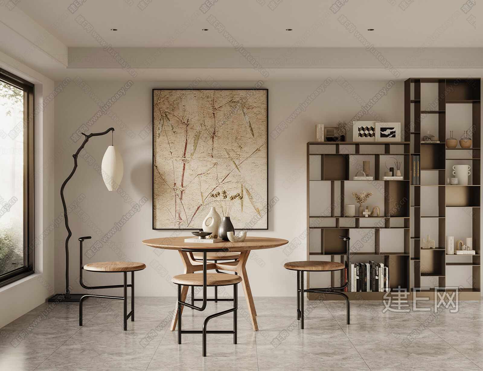 侘寂风餐厅模型SU模型下载[ID:110250935]_建e网su模型