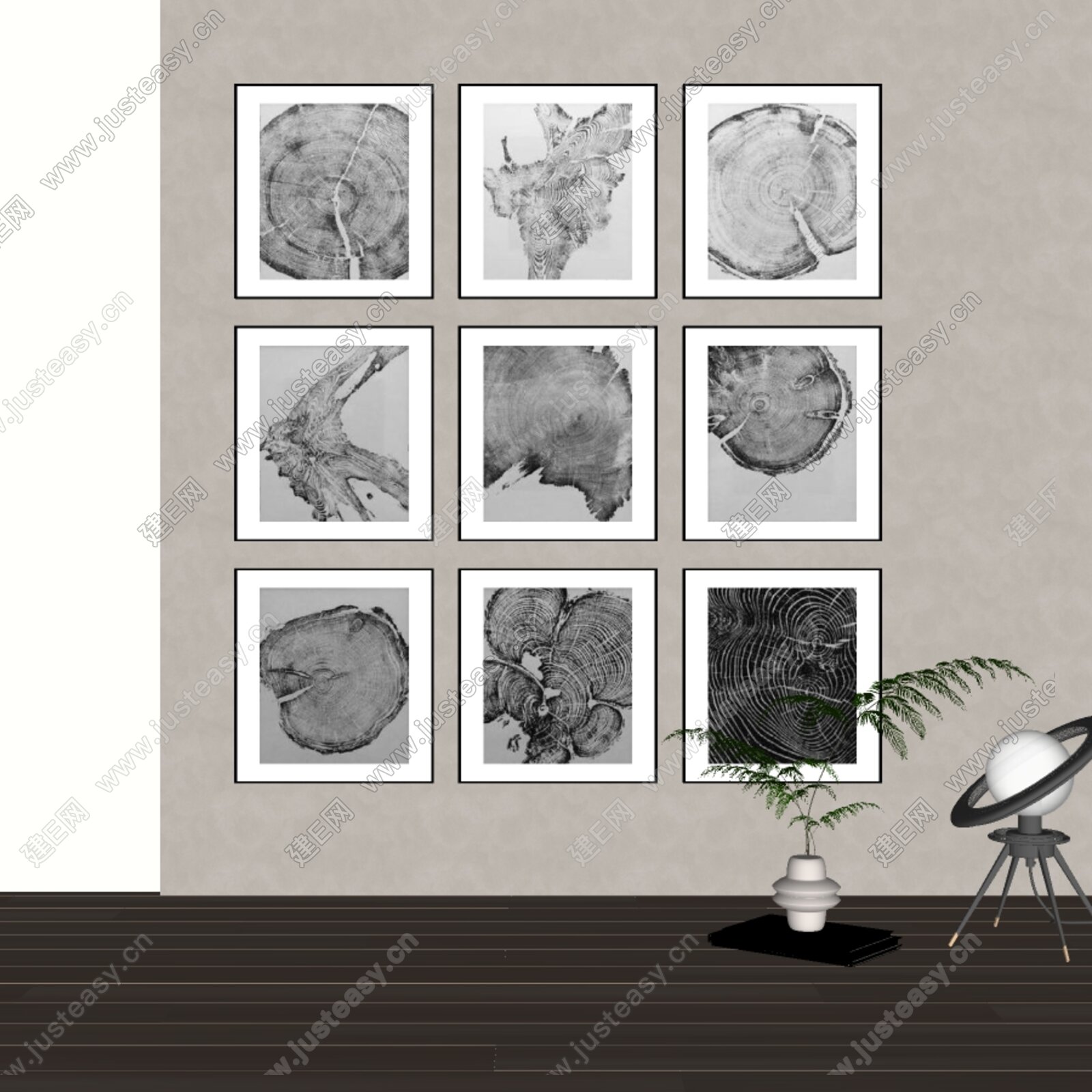 新中式装饰画模型SU模型下载[ID:116345076]_建E室内设计网