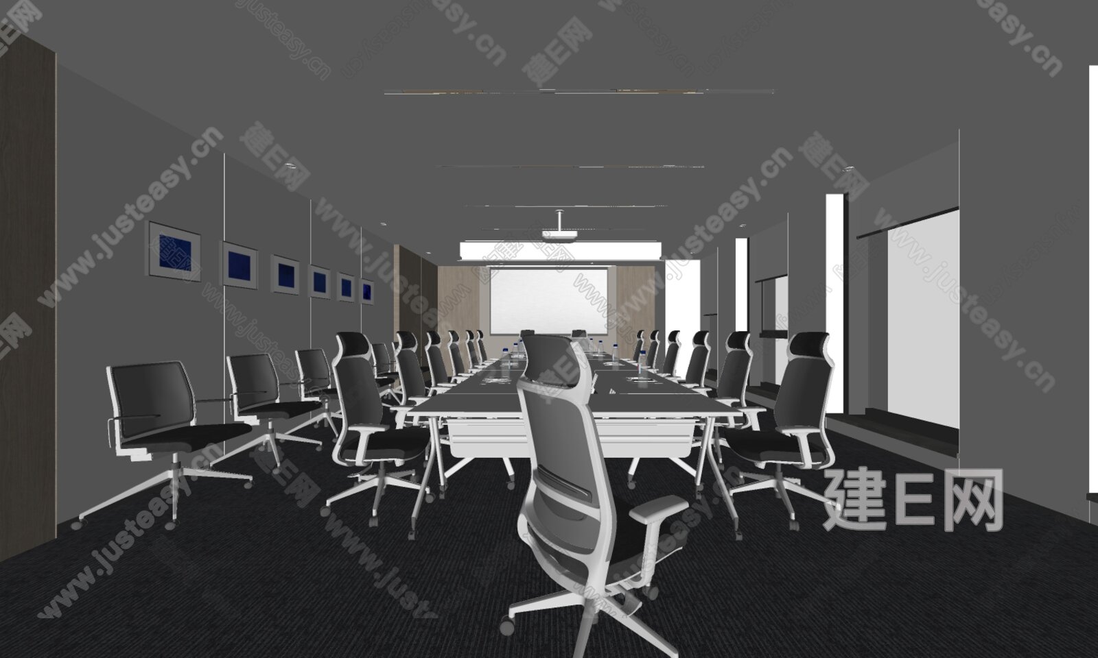 现代会议室模型SU模型下载[ID:115951730]_建e网su模型