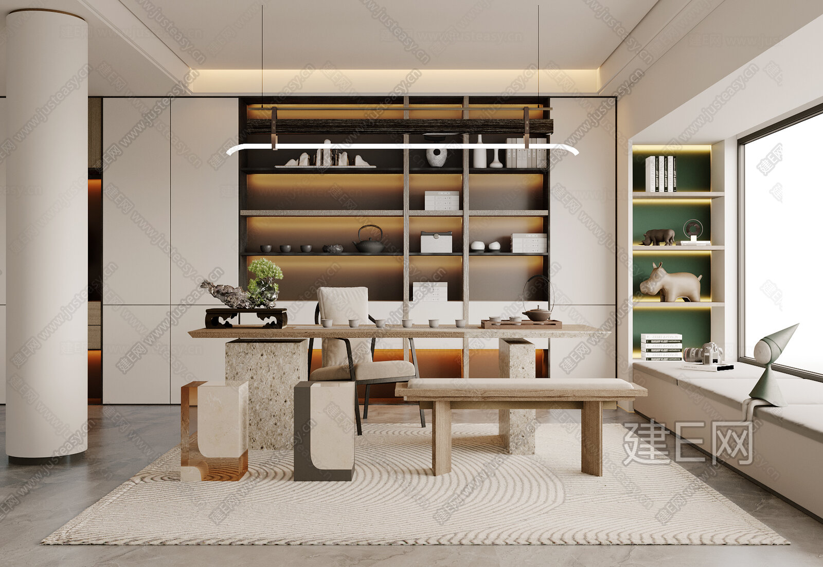 侘寂风茶室3d模型下载[ID:100815747]_建e网3d模型