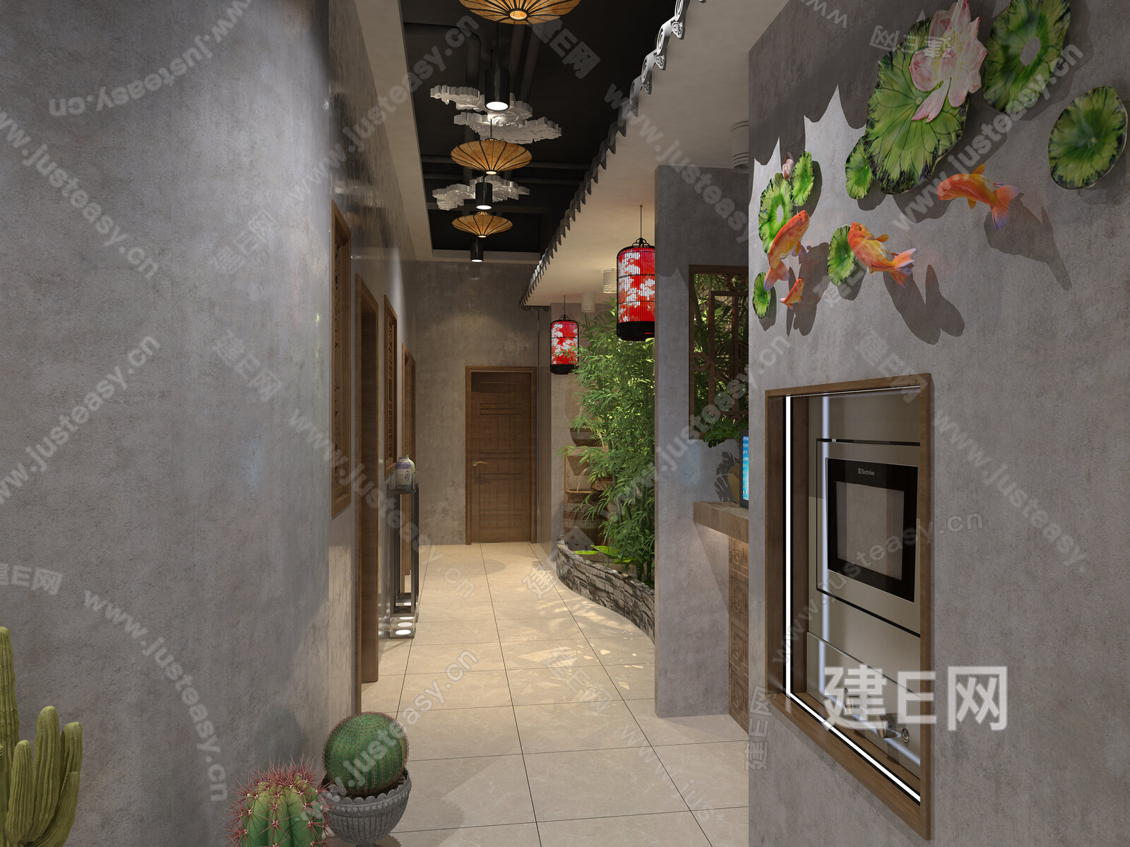 新中式火锅店模型SU模型下载[ID:116017384]_建e网su模型
