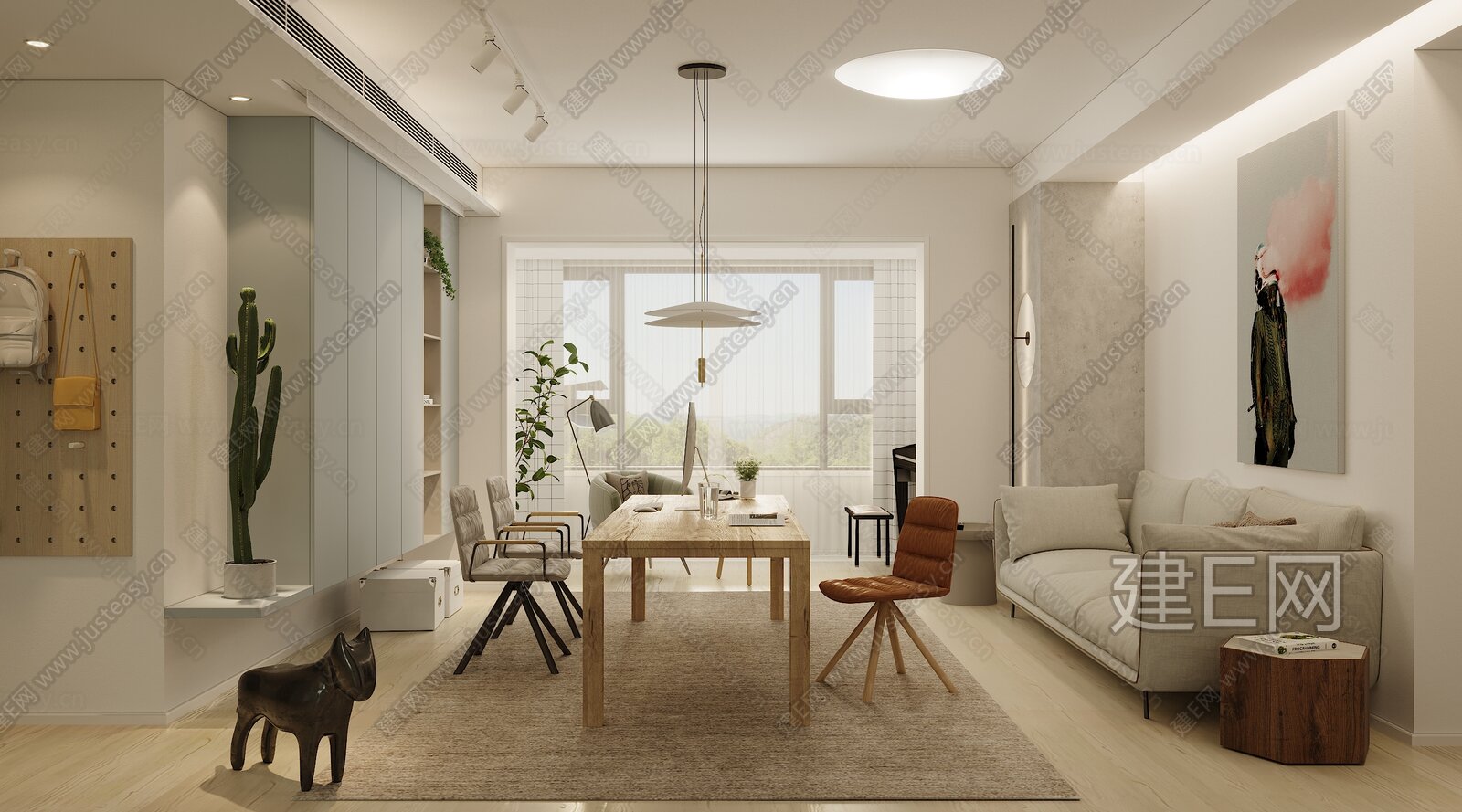 【现代客餐厅3d模型】建E网_现代客餐厅3d模型下载[ID:101208885]_打造3d现代客餐厅模型免费下载平台