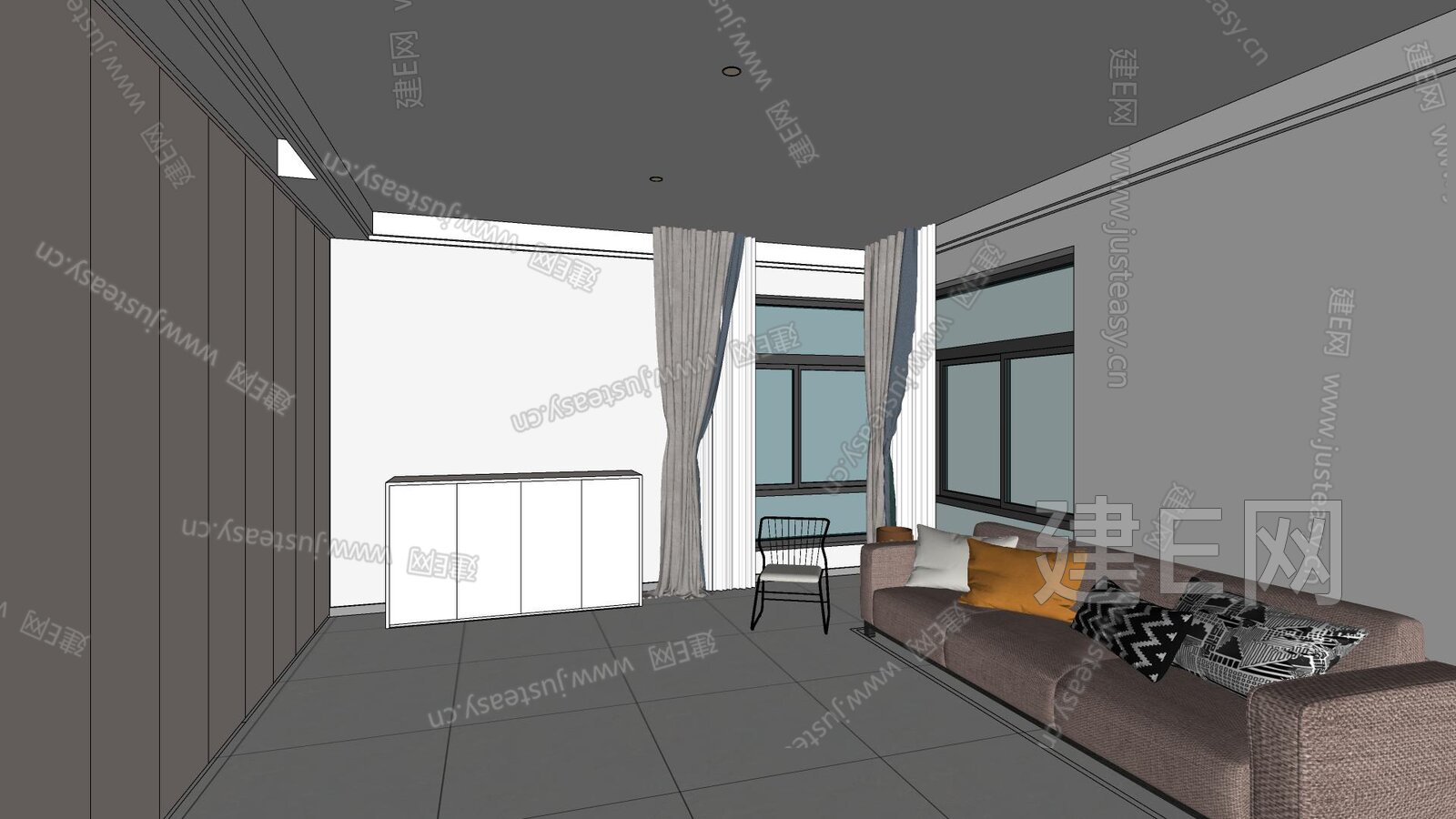 现代家装空间模型SU模型下载[ID:116869270]_建E室内设计网
