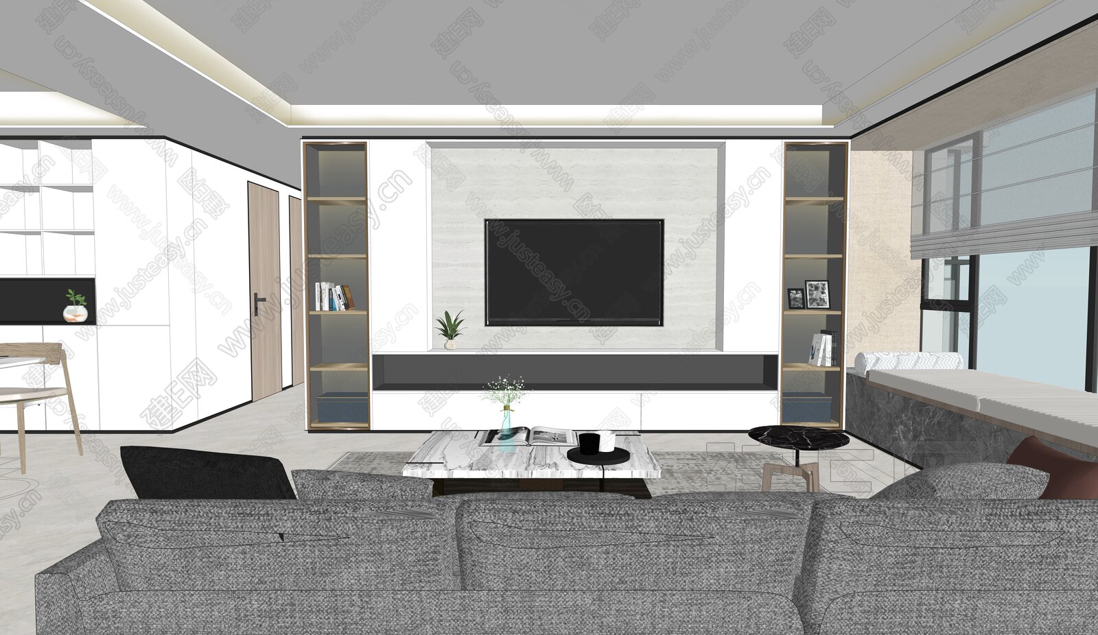 现代家装模型SU模型下载[ID:116476059]_建E室内设计网