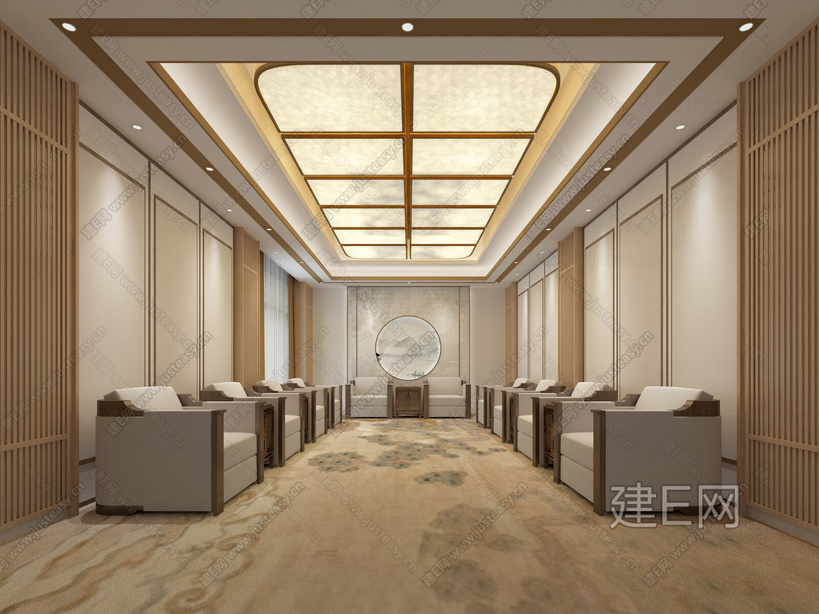 【新中式会客厅3d模型】建e网_新中式会客厅3d模型下载[ID:102650843]_打造3d新中式会客厅模型免费下载平台