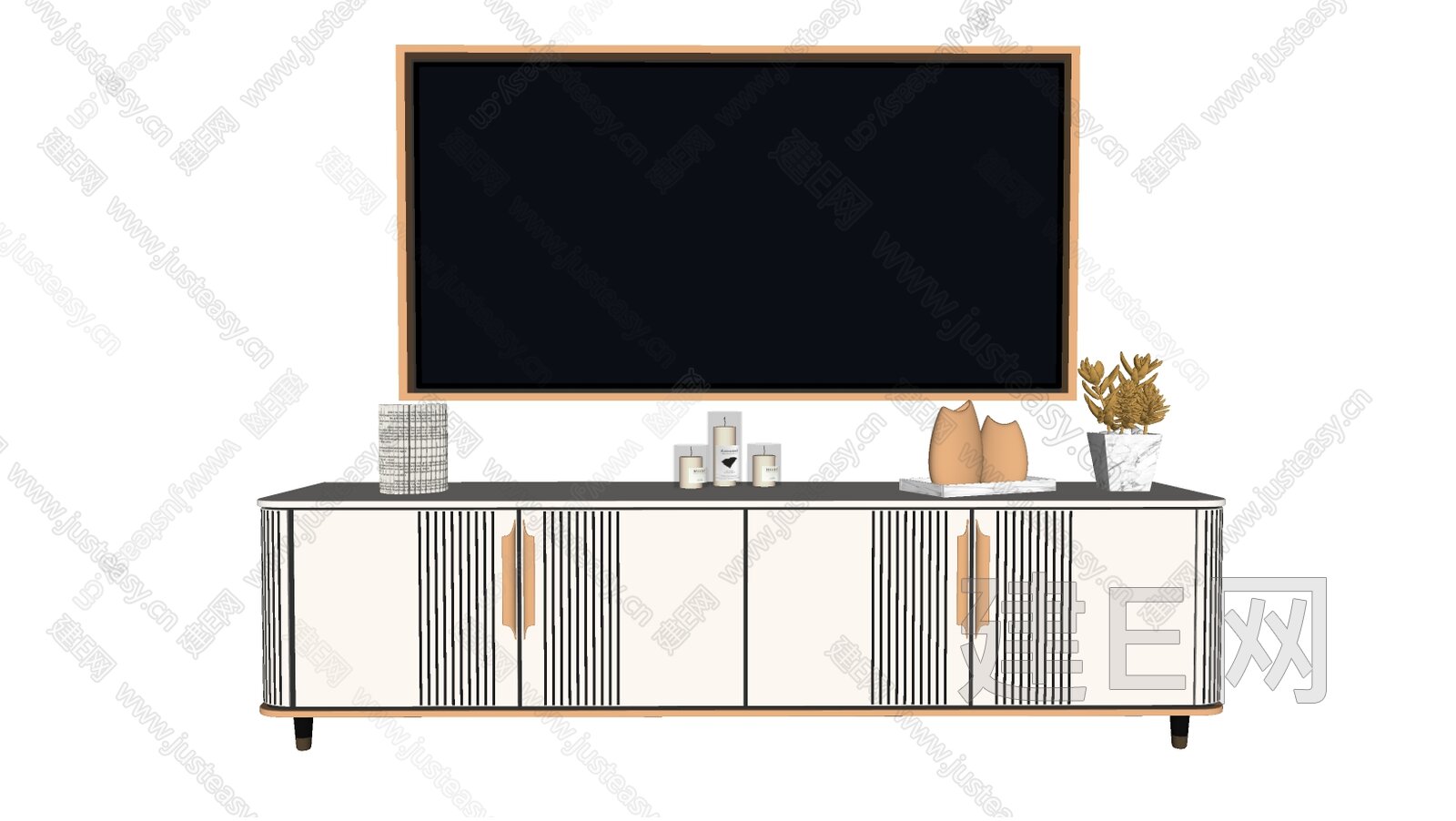 现代电视柜模型SU模型下载[ID:109332624]_建e网su模型
