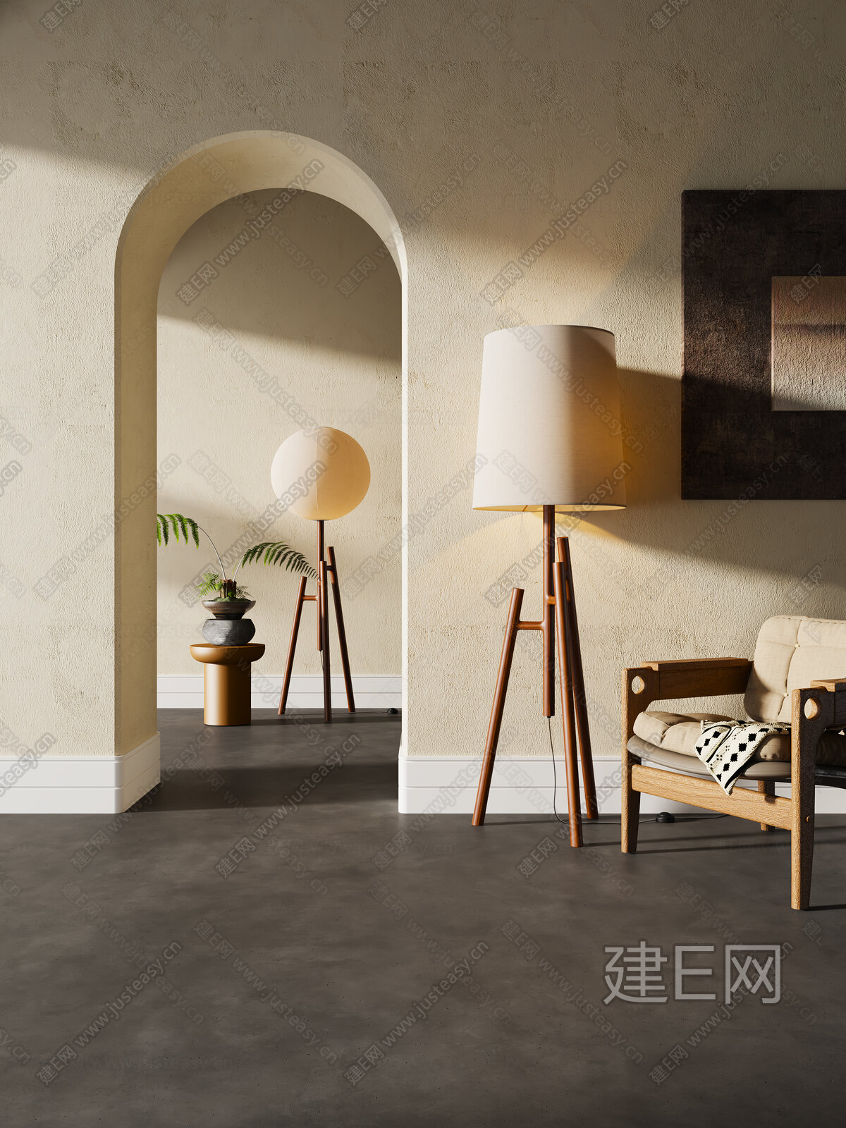 侘寂风落地灯模型SU模型下载[ID:109856833]_建E室内设计网