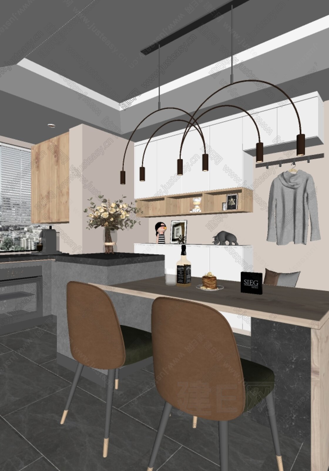 现代餐厅模型SU模型下载[ID:110315761]_建e网su模型