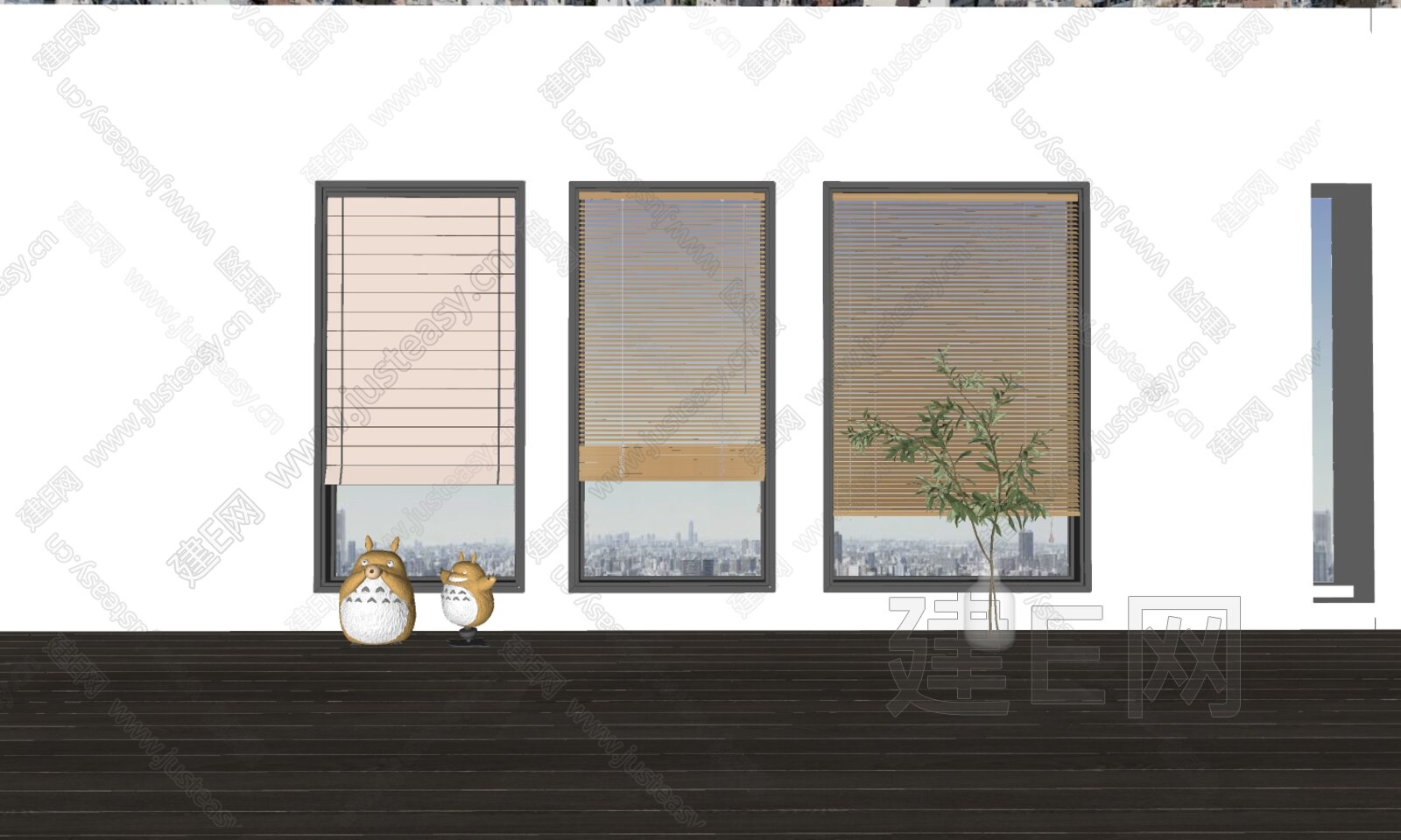 现代百叶窗卷帘组合模型SU模型下载[ID:110905432]_建e网su模型