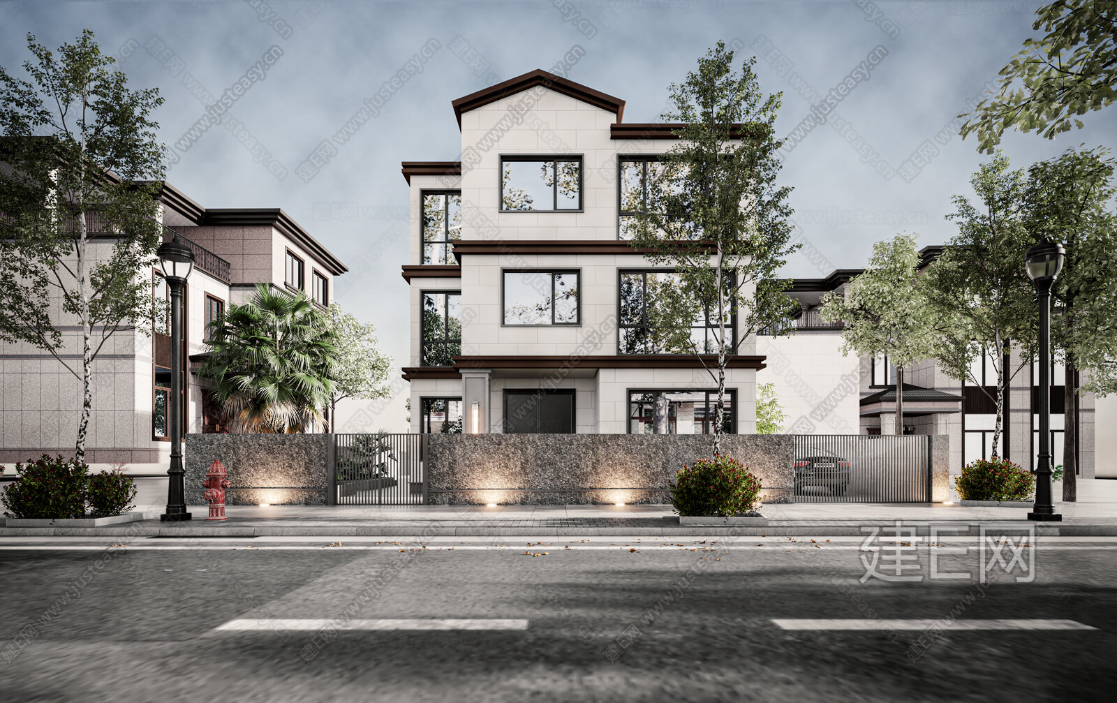 【现代别墅外观3d模型】建e网_现代别墅外观3d模型下载[ID:103306122]_打造3d现代别墅外观模型免费下载平台