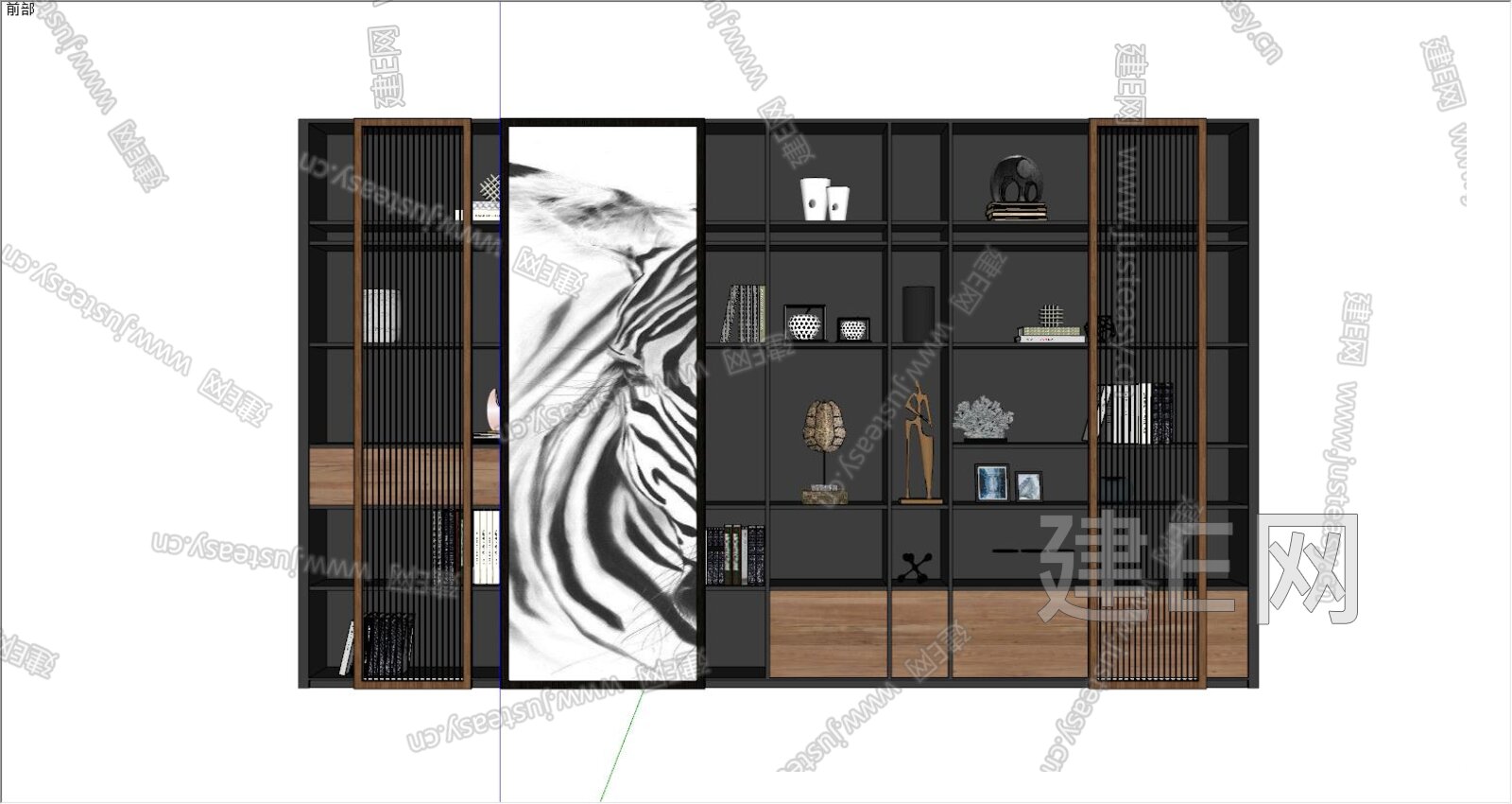 现代书柜模型SU模型下载[ID:112085043]_建e网su模型