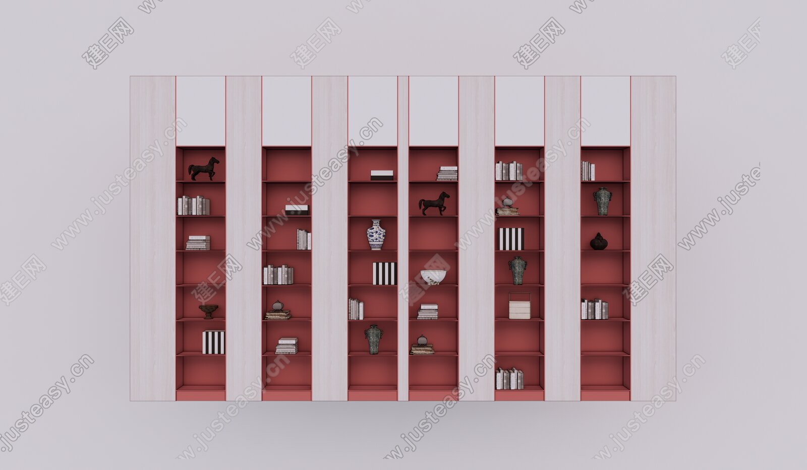 现代书柜模型SU模型下载[ID:112281795]_建e网su模型
