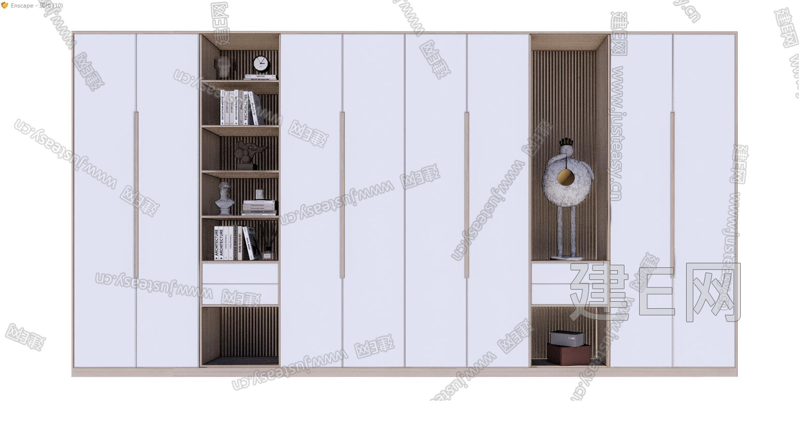 现代书柜模型SU模型下载[ID:112412696]_建E室内设计网
