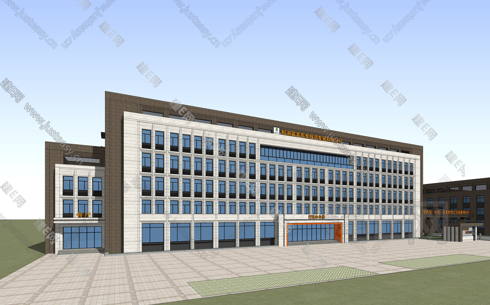 现代办公楼模型SU模型下载[ID:113199261]_建E室内设计网