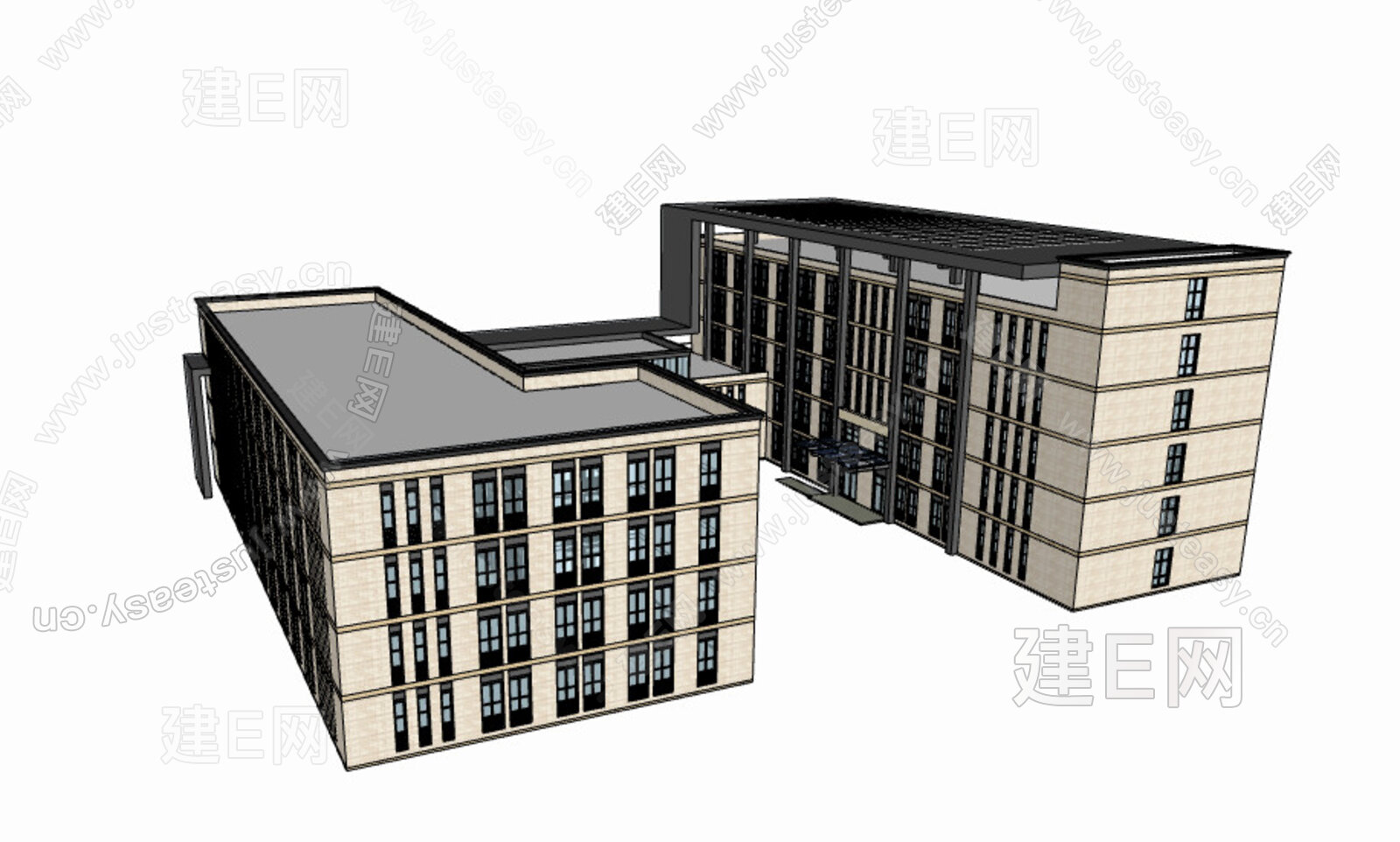 现代学校建筑模型SU模型下载[ID:112805974]_建e网su模型