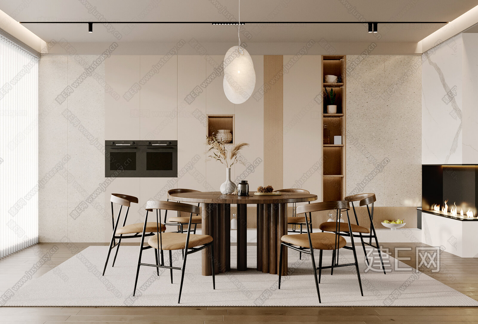 侘寂风餐厅模型SU模型下载[ID:113462205]_建E室内设计网