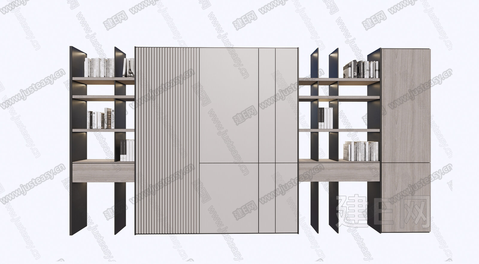 现代书柜模型SU模型下载[ID:105663294]_建E室内设计网