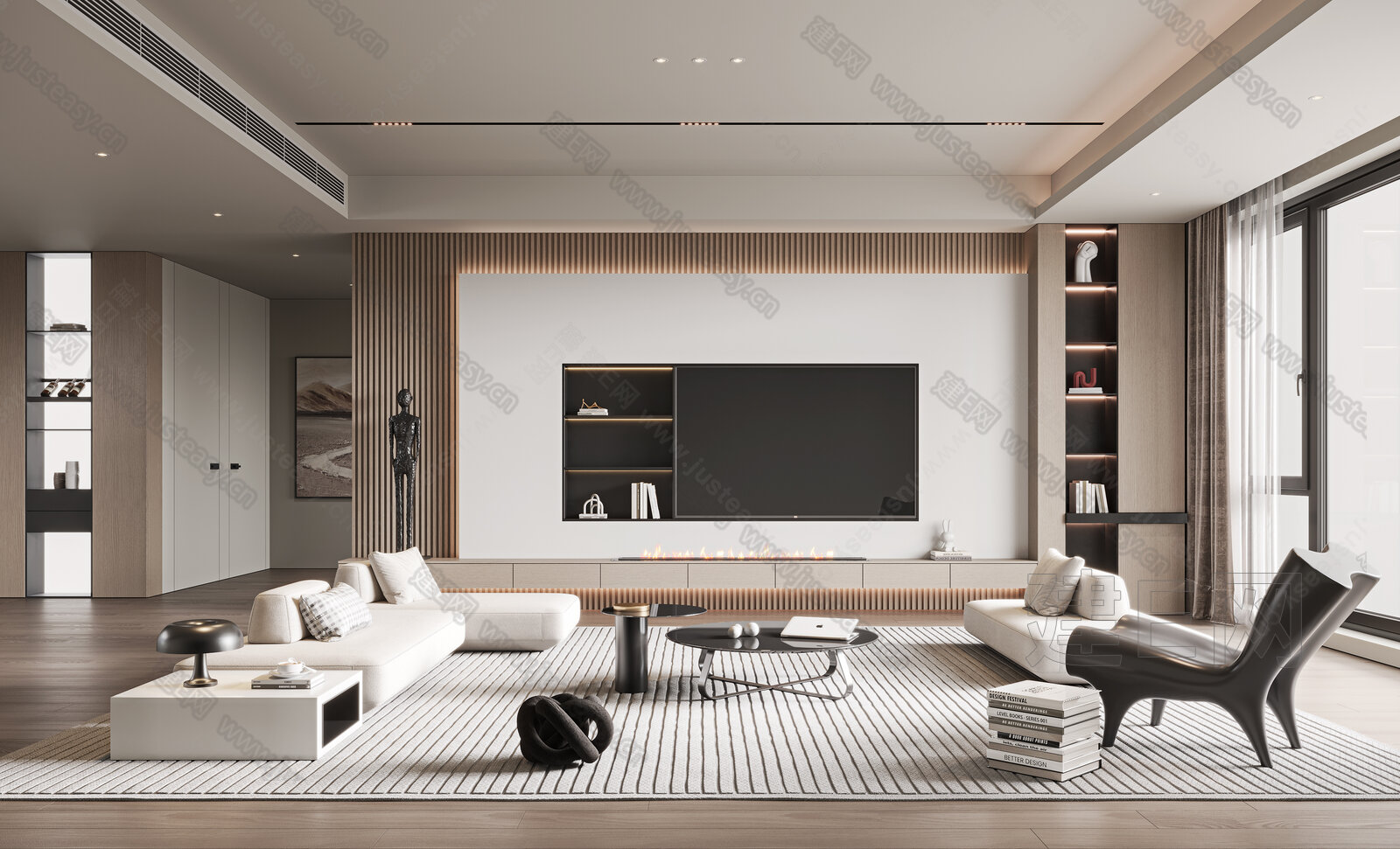 现代客厅模型SU模型下载[ID:105663360]_建e网su模型