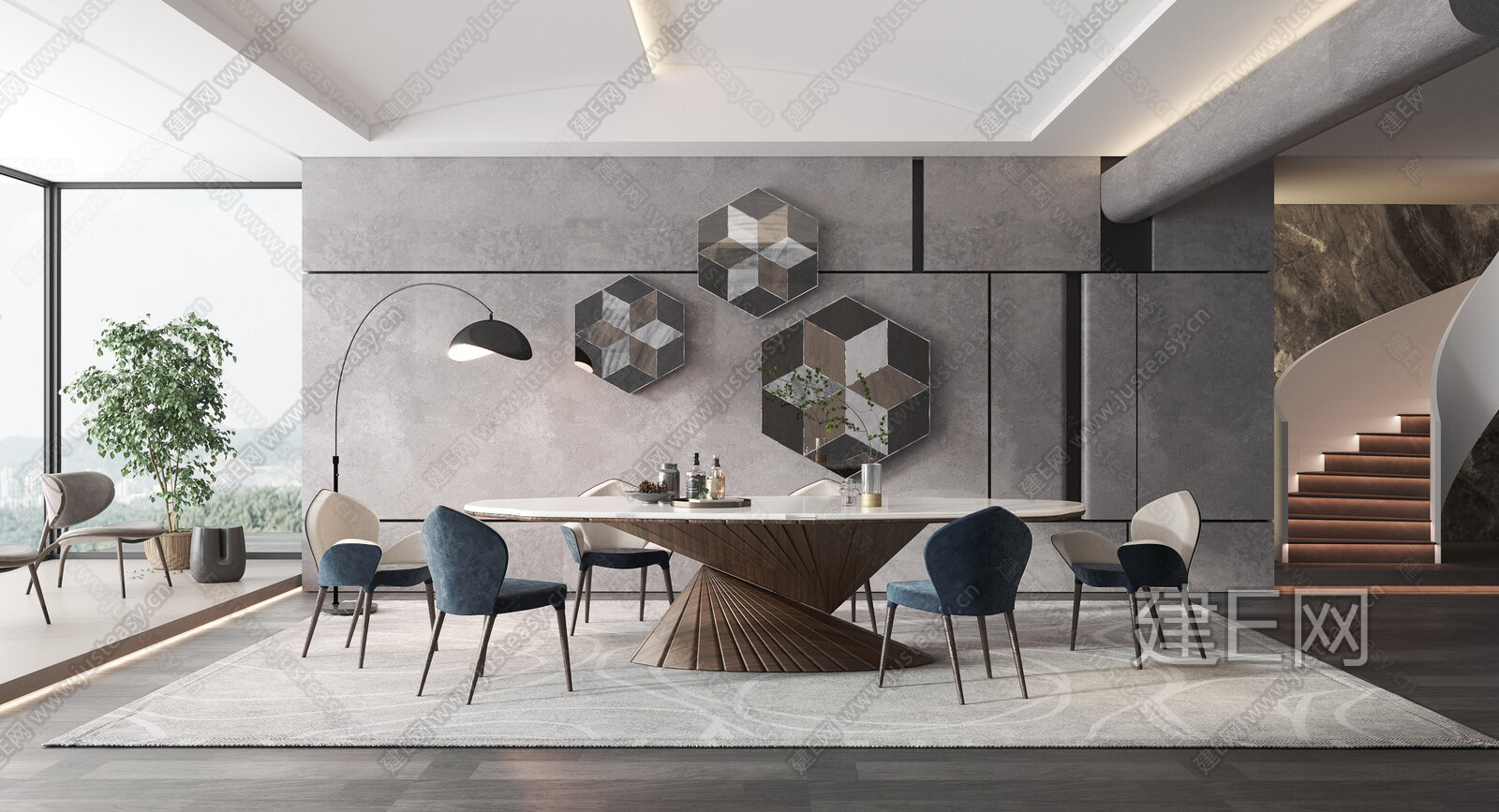 【现代餐厅3d模型】建E网_现代餐厅3d模型下载[ID:113267478]_打造3d现代餐厅模型免费下载平台