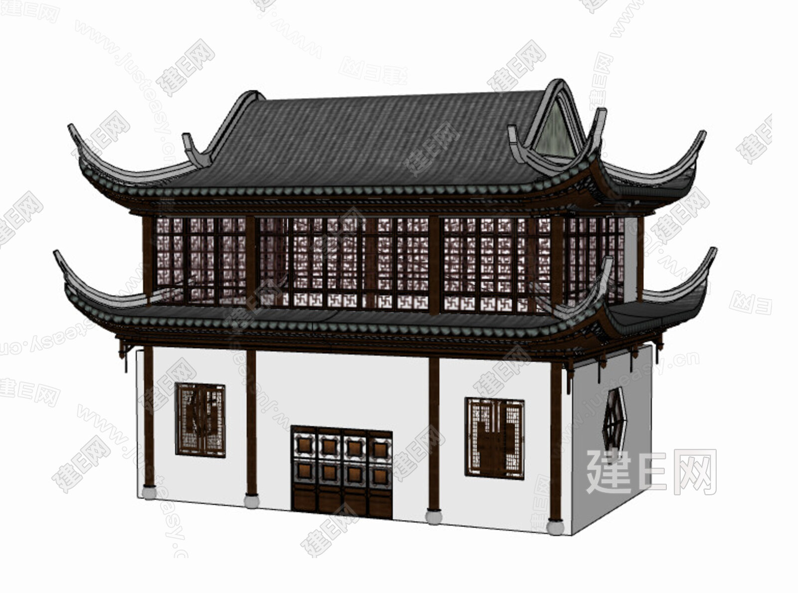 中式古建模型SU模型下载[ID:106318670]_建e网su模型