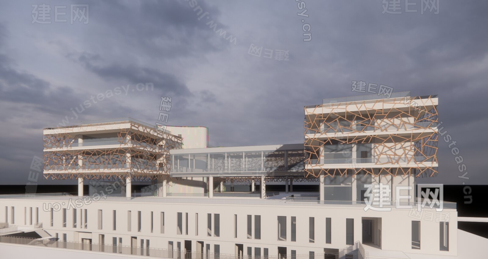 现代展览馆建筑模型SU模型下载[ID:106777550]_建e网su模型